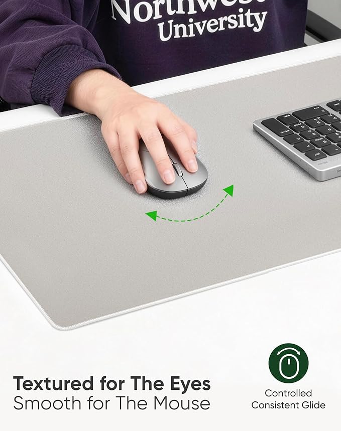 ALOANES Beige Waterproof Desk Mat, Large Mouse Pad with Extended Mouse Mat, with Anti Slip Base, Stitched Edge, Grain Jacquard Surface, Perfect for Gamer, Office & Home, 3XL 15.74"x35.43"x0.12" | Mouse Pads - TrueDesk