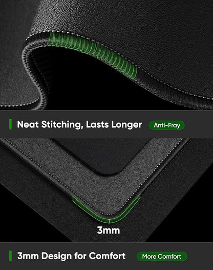 ALOANES Black Waterproof Desk Mat, Large Mouse Pad with Extended Mouse Mat, with Anti Slip Base, Stitched Edge, Grain Jacquard Surface, Perfect for Gamer, Office & Home, 3XL 15.74''x35.43''x0.12'' | Mouse Pads - TrueDesk