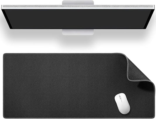 ALOANES Black Waterproof Desk Mat, Large Mouse Pad with Extended Mouse Mat, with Anti Slip Base, Stitched Edge, Grain Jacquard Surface, Perfect for Gamer, Office & Home, 3XL 15.74''x35.43''x0.12'' | Mouse Pads - TrueDesk