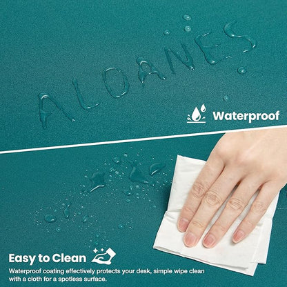 ALOANES Dark Green Waterproof Desk Mat,Large Extended Mouse Mat,Office Desk Protector with Anti - Slip Base,Stitched Edge,Grain Jacquard Surface,Perfect for Gamer,Office&Home, XL(11.81''x27.56''x0.12'') | Mouse Pads - TrueDesk