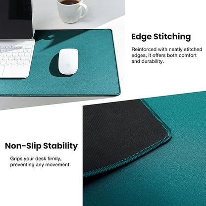 ALOANES Dark Green Waterproof Desk Mat,Large Extended Mouse Mat,Office Desk Protector with Anti - Slip Base,Stitched Edge,Grain Jacquard Surface,Perfect for Gamer,Office&Home, XL(11.81''x27.56''x0.12'') | Mouse Pads - TrueDesk
