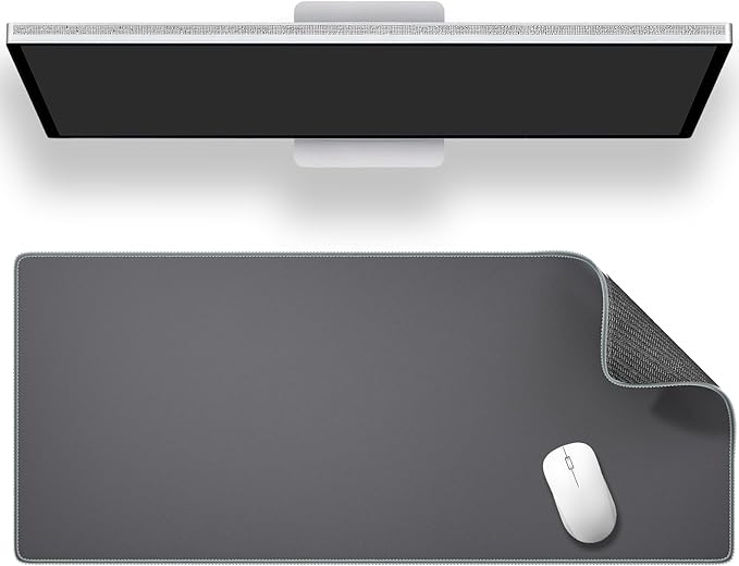 ALOANES Gray Waterproof Desk Mat, Large Mouse Pad with Extended Mouse Mat, with Anti Slip Base, Stitched Edge, Grain Jacquard Surface, Perfect for Gamer, Office & Home, XXL 11.81"x31.50"x0.12" | Mouse Pads - TrueDesk