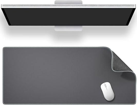 ALOANES Gray Waterproof Desk Mat, Large Mouse Pad with Extended Mouse Mat, with Anti Slip Base, Stitched Edge, Grain Jacquard Surface, Perfect for Gamer, Office & Home, XXL 11.81"x31.50"x0.12" | Mouse Pads - TrueDesk
