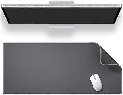 ALOANES Gray Waterproof Desk Mat, Large, with Extended Mouse Mat, Office Desk Protector with Anti - Slip Base, Stitched Edge, Grain Jacquard Surface, Perfect for Gamer, Home, XL,11.81"x27.56"x0.12' | Mouse Pads - TrueDesk