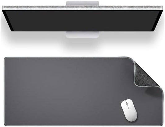 ALOANES Gray Waterproof Desk Mat, Large, with Extended Mouse Mat, Office Desk Protector with Anti - Slip Base, Stitched Edge, Grain Jacquard Surface, Perfect for Gamer, Home, XL,11.81"x27.56"x0.12' | Mouse Pads - TrueDesk