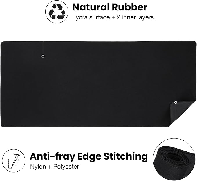 ALOANES Large Gaming Mouse Pad with Non - Slip Rubber Base,Stitched Edge,Desk mat for Laptop,Computer & PC, Wristing Pad for Gamer,Office & Home,Classic Black XXL 15.74''x35.43''x0.12'' | Mouse Pads - TrueDesk
