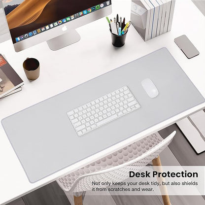 ALOANES Silvery Waterproof Desk Mat, Large Mouse Pad with Extended Mouse Mat, with Anti Slip Base, Stitched Edge, Grain Jacquard Surface, Perfect for Gamer, Office & Home, 11.81''x31.50''x0.12'' | Mouse Pads - TrueDesk