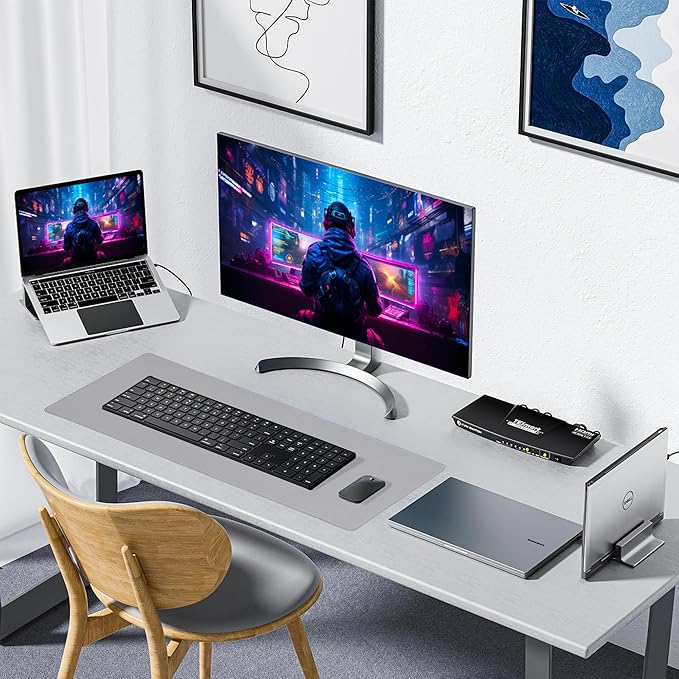 ALOANES Silvery Waterproof Desk Mat, Large Mouse Pad with Extended Mouse Mat, with Anti Slip Base, Stitched Edge, Grain Jacquard Surface, Perfect for Gamer, Office & Home, 11.81''x31.50''x0.12'' | Mouse Pads - TrueDesk