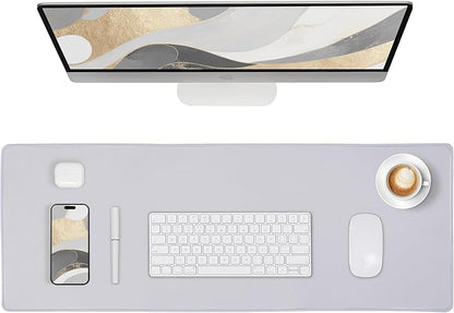 ALOANES Silvery Waterproof Desk Mat, Large Mouse Pad with Extended Mouse Mat, with Anti Slip Base, Stitched Edge, Grain Jacquard Surface, Perfect for Gamer, Office & Home, 11.81''x31.50''x0.12'' | Mouse Pads - TrueDesk