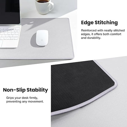 ALOANES Silvery Waterproof Desk Mat, Large Mouse Pad with Extended Mouse Mat, with Anti Slip Base, Stitched Edge, Grain Jacquard Surface, Perfect for Gamer, Office & Home, 3XL(15.74''x35.43''x0.12'') | Mouse Pads - TrueDesk