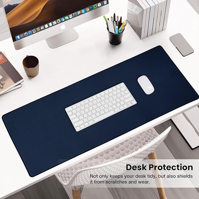 ALOANES Waterproof Mouse Pad with Durable Stitched Edge, Large Gaming Keyboard Pad, Non - Slip Rubber Base Mouse Mat, Desk pad for Gamer, Office & Home, Dark Blue Mousepad 27.6"x11.8"x0.12" | Mouse Pads - TrueDesk