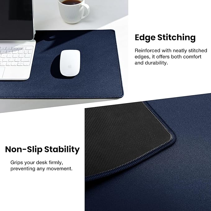 ALOANES Waterproof Mouse Pad with Durable Stitched Edge, Large Gaming Keyboard Pad, Non - Slip Rubber Base Mouse Mat, Desk pad for Gamer, Office & Home, Dark Blue Mousepad 27.6"x11.8"x0.12" | Mouse Pads - TrueDesk
