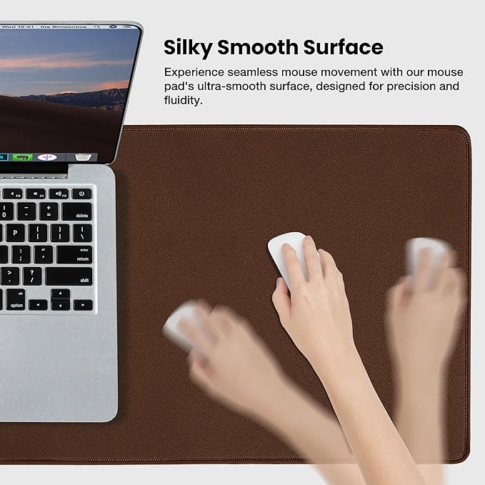 ALOANES Waterproof Mouse Pad with Durable Stitched Edge, Large Gaming Keyboard Pad, Non - Slip Rubber Base Mouse Mat, Extended Desk pad for Gamer, Office & Home, Brown Mousepad 27.6"x11.8"x0.12" | Mouse Pads - TrueDesk