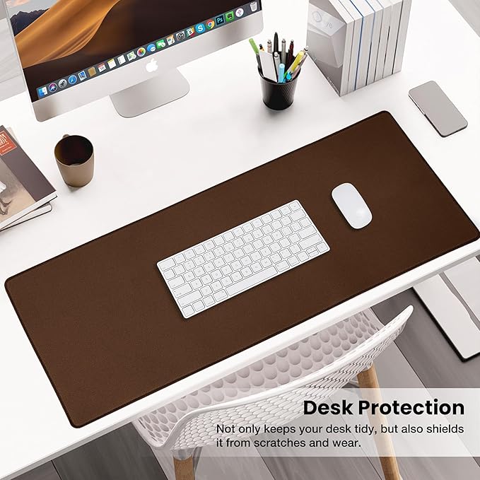 ALOANES Waterproof Mouse Pad with Durable Stitched Edge, Large Gaming Keyboard Pad, Non - Slip Rubber Base Mouse Mat, Extended Desk pad for Gamer, Office & Home, Brown Mousepad 27.6"x11.8"x0.12" | Mouse Pads - TrueDesk