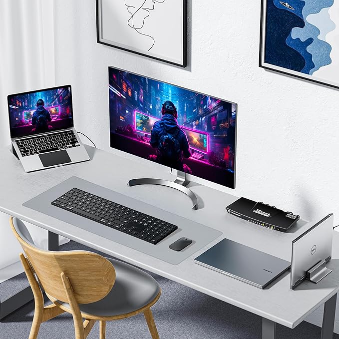 ALOANES Waterproof Mouse Pad with Durable Stitched Edge, Large Gaming Keyboard Pad, Non - Slip Rubber Base Mouse Mat, Extended Desk pad for Gamer, Office & Home, Gray Mousepad 31.5"x 15.7"x 0.12" | Mouse Pads - TrueDesk