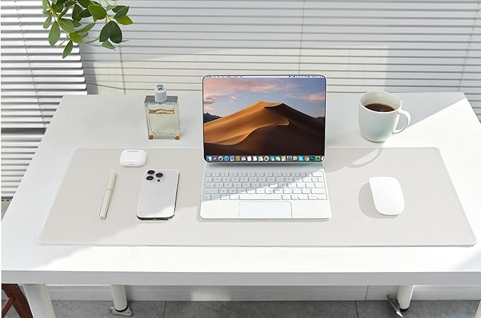 ALOANES Waterproof Mouse Pad with Durable Stitched Edge, XL Gaming Keyboard Pad, Non - Slip Rubber Base Mouse Mat, Extended Desk pad for Gamer, Office & Home, Beige Mousepad 27.6"x 11.8"x 0.12" | Mouse Pads - TrueDesk