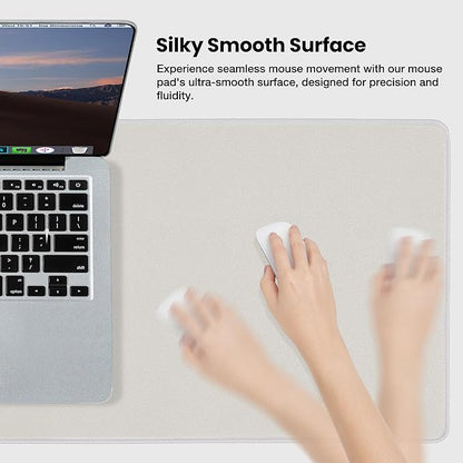 ALOANES Waterproof Mouse Pad with Durable Stitched Edge, XL Gaming Keyboard Pad, Non - Slip Rubber Base Mouse Mat, Extended Desk pad for Gamer, Office & Home, Beige Mousepad 31.5"x 11.8"x 0.12" | Mouse Pads - TrueDesk