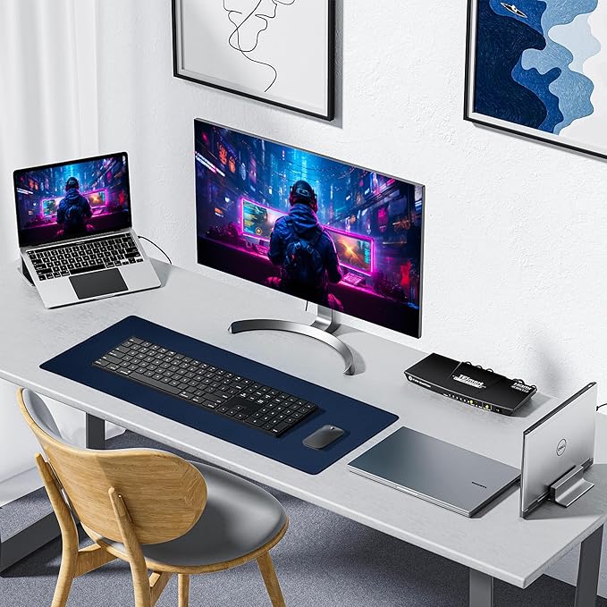 ALOANES Waterproof Mouse Pad with Durable Stitched Edge, XL Gaming Keyboard Pad, Non - Slip Rubber Base Mouse Mat, Extended Desk pad for Gamer, Office & Home, Dark Blue Mousepad 31.5"x 11.8"x 0.12" | Mouse Pads - TrueDesk