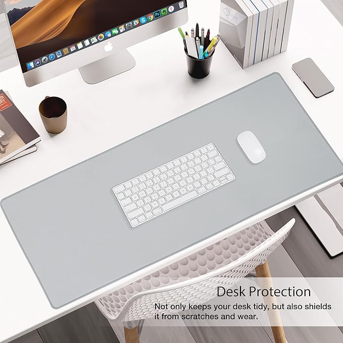 ALOANES Waterproof Mouse Pad with Durable Stitched Edge, XL Gaming Keyboard Pad, Non - Slip Rubber Base Mouse Mat, Extended Desk pad for Gamer, Office & Home, Gray Mousepad 31.5"x 11.8"x 0.12" | Mouse Pads - TrueDesk