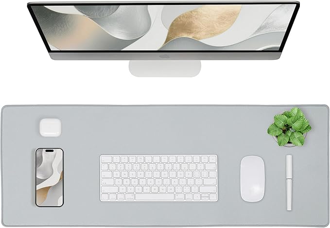 ALOANES Waterproof Mouse Pad with Durable Stitched Edge, XL Gaming Keyboard Pad, Non - Slip Rubber Base Mouse Mat, Extended Desk pad for Gamer, Office & Home, Gray Mousepad 31.5"x 11.8"x 0.12" | Mouse Pads - TrueDesk