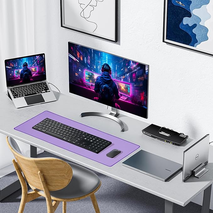ALOANES Waterproof Mouse Pad with Durable Stitched Edge, XL Gaming Keyboard Pad, Non - Slip Rubber Base Mouse Mat, Extended Desk pad for Gamer, Office & Home, Lavender Mousepad 31.5"x 11.8"x 0.12" | Mouse Pads - TrueDesk