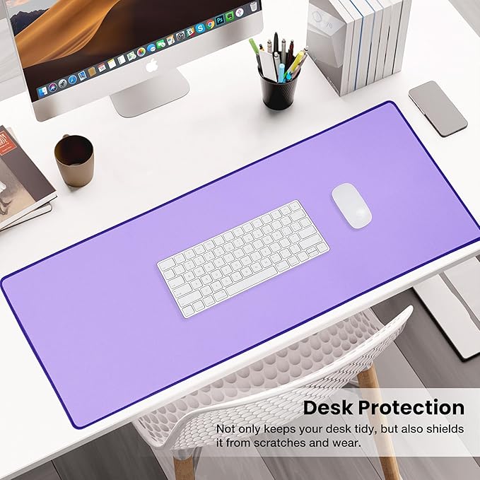 ALOANES Waterproof Mouse Pad with Durable Stitched Edge, XL Gaming Keyboard Pad, Non - Slip Rubber Base Mouse Mat, Extended Desk pad for Gamer, Office & Home, Lavender Mousepad 31.5"x 11.8"x 0.12" | Mouse Pads - TrueDesk