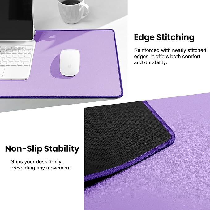 ALOANES Waterproof Mouse Pad with Durable Stitched Edge, XL Gaming Keyboard Pad, Non - Slip Rubber Base Mouse Mat, Extended Desk pad for Gamer, Office & Home, Lavender Mousepad 31.5"x 11.8"x 0.12" | Mouse Pads - TrueDesk