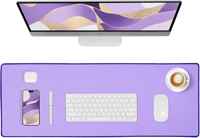 ALOANES Waterproof Mouse Pad with Durable Stitched Edge, XL Gaming Keyboard Pad, Non - Slip Rubber Base Mouse Mat, Extended Desk pad for Gamer, Office & Home, Lavender Mousepad 31.5"x 11.8"x 0.12" | Mouse Pads - TrueDesk