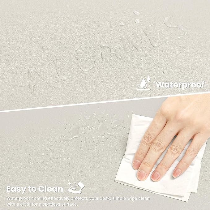 ALOANES Waterproof Mouse Pad with Durable Stitched Edge, XXXL Gaming Keyboard Pad, Non - Slip Rubber Base Mouse Mat, Extended Desk pad for Gamer, Office & Home, Beige Mousepad 35.4"x 15.7"x 0.12" | Mouse Pads - TrueDesk