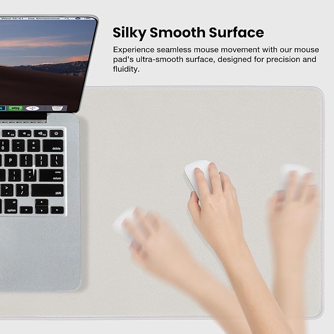 ALOANES Waterproof Mouse Pad with Durable Stitched Edge, XXXL Gaming Keyboard Pad, Non - Slip Rubber Base Mouse Mat, Extended Desk pad for Gamer, Office & Home, Beige Mousepad 35.4"x 15.7"x 0.12" | Mouse Pads - TrueDesk