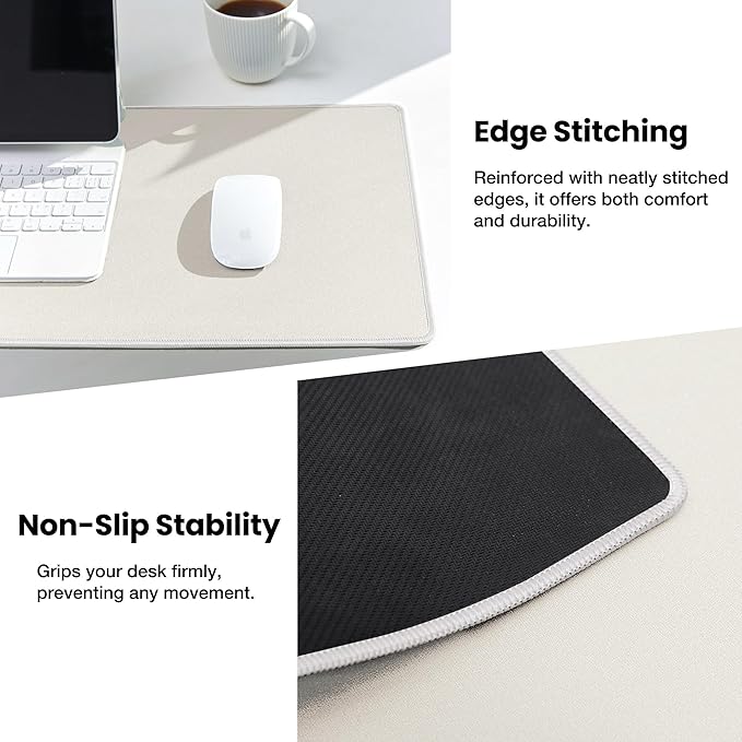 ALOANES Waterproof Mouse Pad with Durable Stitched Edge, XXXL Gaming Keyboard Pad, Non - Slip Rubber Base Mouse Mat, Extended Desk pad for Gamer, Office & Home, Beige Mousepad 35.4"x 15.7"x 0.12" | Mouse Pads - TrueDesk