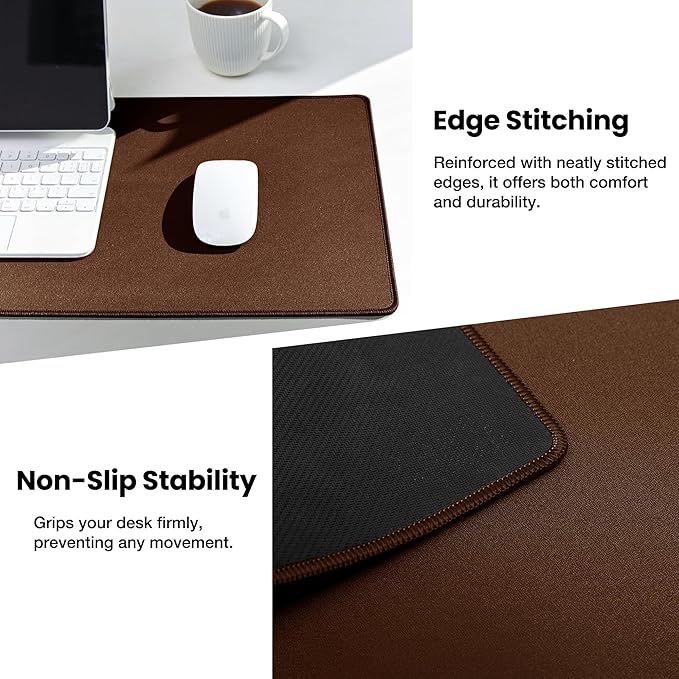 ALOANES Waterproof Mouse Pad with Durable Stitched Edge, XXXL Gaming Keyboard Pad, Non - Slip Rubber Base Mouse Mat, Extended Desk pad for Gamer, Office & Home, Brown Mousepad 35.4"x 15.7"x 0.12" | Mouse Pads - TrueDesk