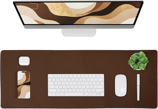 ALOANES Waterproof Mouse Pad with Durable Stitched Edge, XXXL Gaming Keyboard Pad, Non - Slip Rubber Base Mouse Mat, Extended Desk pad for Gamer, Office & Home, Brown Mousepad 35.4"x 15.7"x 0.12" | Mouse Pads - TrueDesk