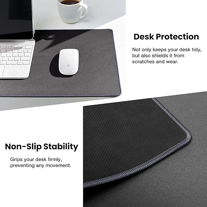 ALOANES Waterproof Mouse Pad with Durable Stitched Edge, XXXL Gaming Keyboard Pad, Non - Slip Rubber Base Mouse Mat, Extended Desk pad for Gamer, Office & Home, Dark Gray Mousepad 35.4"x 15.7"x 0.12" | Mouse Pads - TrueDesk