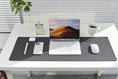 ALOANES Waterproof Mouse Pad with Durable Stitched Edge, XXXL Gaming Keyboard Pad, Non - Slip Rubber Base Mouse Mat, Extended Desk pad for Gamer, Office & Home, Dark Gray Mousepad 35.4"x 15.7"x 0.12" | Mouse Pads - TrueDesk