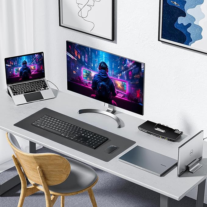 ALOANES Waterproof Mouse Pad with Durable Stitched Edge, XXXL Gaming Keyboard Pad, Non - Slip Rubber Base Mouse Mat, Extended Desk pad for Gamer, Office & Home, Dark Gray Mousepad 35.4"x 15.7"x 0.12" | Mouse Pads - TrueDesk