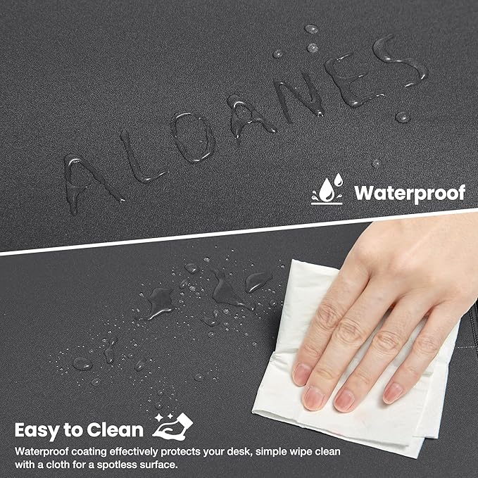 ALOANES Waterproof Mouse Pad with Durable Stitched Edge, XXXL Gaming Keyboard Pad, Non - Slip Rubber Base Mouse Mat, Extended Desk pad for Gamer, Office & Home, Dark Gray Mousepad 35.4"x 15.7"x 0.12" | Mouse Pads - TrueDesk