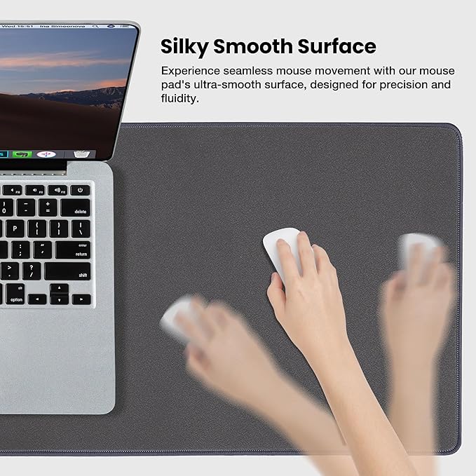 ALOANES Waterproof Mouse Pad with Durable Stitched Edge, XXXL Gaming Keyboard Pad, Non - Slip Rubber Base Mouse Mat, Extended Desk pad for Gamer, Office & Home, Dark Gray Mousepad 35.4"x 15.7"x 0.12" | Mouse Pads - TrueDesk
