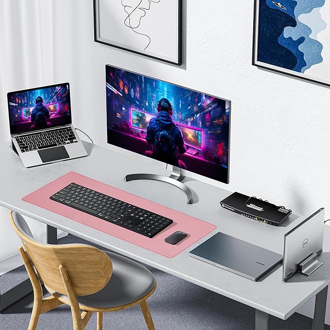 ALOANES Waterproof Mouse Pad with Durable Stitched Edge, XXXL Gaming Keyboard Pad, Non - Slip Rubber Base Mouse Mat, Extended Desk pad for Gamer, Office & Home, Dark Rose Mousepad 35.4"x 15.7"x 0.12" | Mouse Pads - TrueDesk