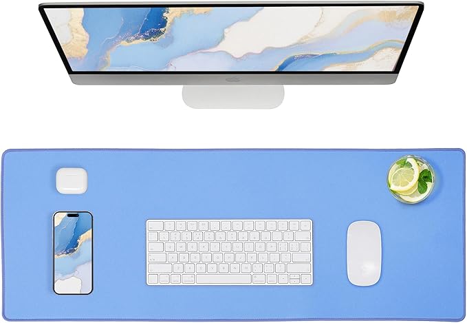 ALOANES Waterproof Mouse Pad, XL Gaming Keyboard Pad with Anti - Slip Base, Grain Jacquard Surface, Extend Desk pad for Gamer, Office & Home, Blue Mousepad 31.5"x 11.8"x 0.12" | Mouse Pads - TrueDesk