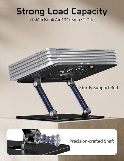 Aluminum Laptop Stand for Desk – Adjustable Ergonomic Laptop Riser, Foldable & Portable Holder Fit for MacBook & 10" - 16" Laptops for Office, Home & Travel,Black | Stands - TrueDesk