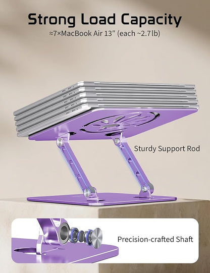 Aluminum Laptop Stand for Desk – Adjustable Ergonomic Laptop Riser, Foldable & Portable Holder Fit for MacBook & 10" - 16" Laptops for Office, Home & Travel,Purple | Stands - TrueDesk
