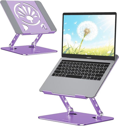 Aluminum Laptop Stand for Desk – Adjustable Ergonomic Laptop Riser, Foldable & Portable Holder Fit for MacBook & 10" - 16" Laptops for Office, Home & Travel,Purple | Stands - TrueDesk