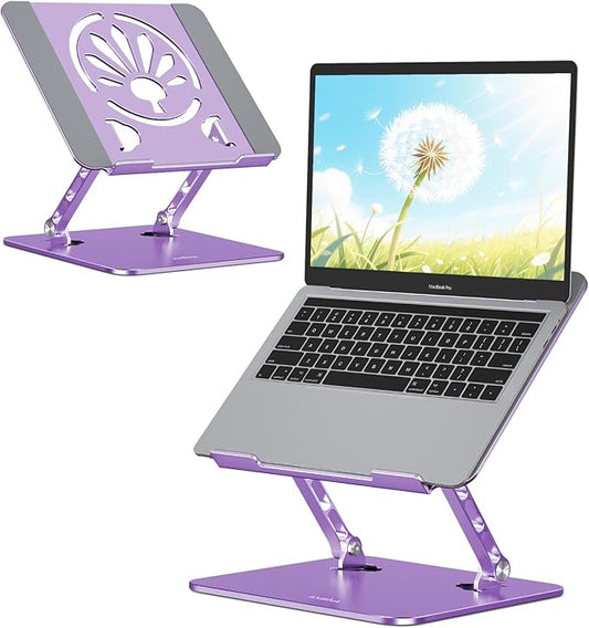 Aluminum Laptop Stand for Desk – Adjustable Ergonomic Laptop Riser, Foldable & Portable Holder Fit for MacBook & 10" - 16" Laptops for Office, Home & Travel,Purple | Stands - TrueDesk