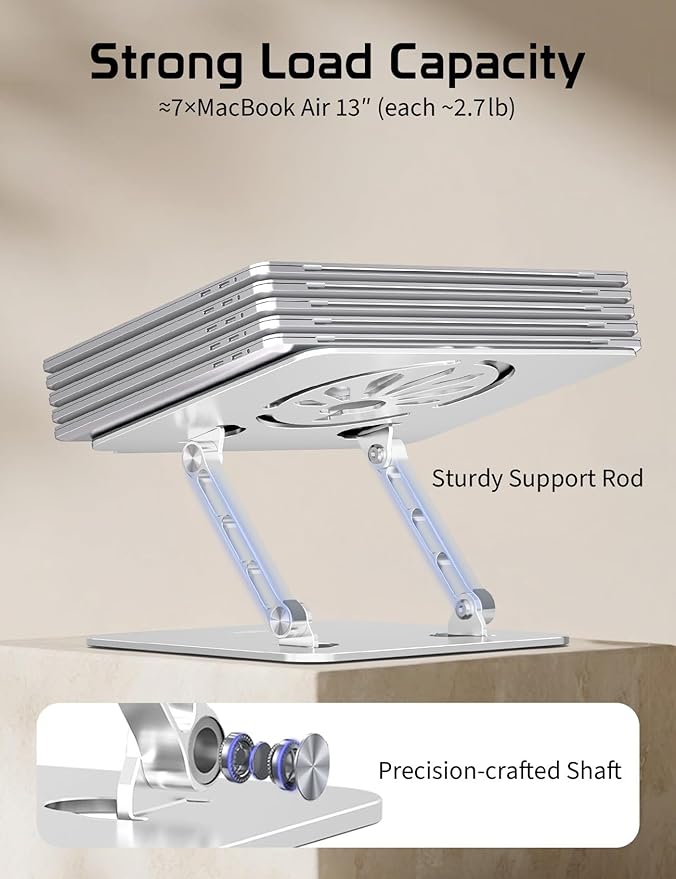 Aluminum Laptop Stand for Desk – Adjustable Ergonomic Laptop Riser, Foldable & Portable Holder Fit for MacBook & 10" - 16" Laptops for Office, Home & Travel,Silver | Stands - TrueDesk
