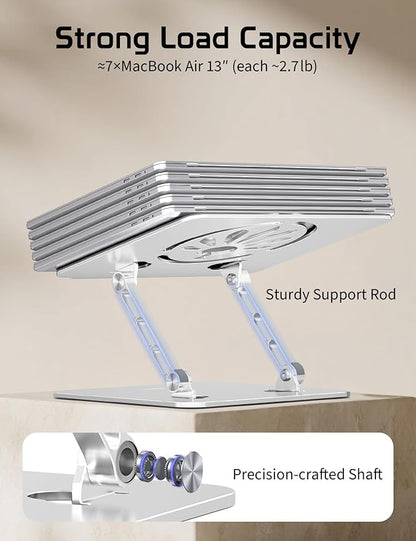 Aluminum Laptop Stand for Desk – Adjustable Ergonomic Laptop Riser, Foldable & Portable Holder Fit for MacBook & 10" - 16" Laptops for Office, Home & Travel,Silver | Stands - TrueDesk