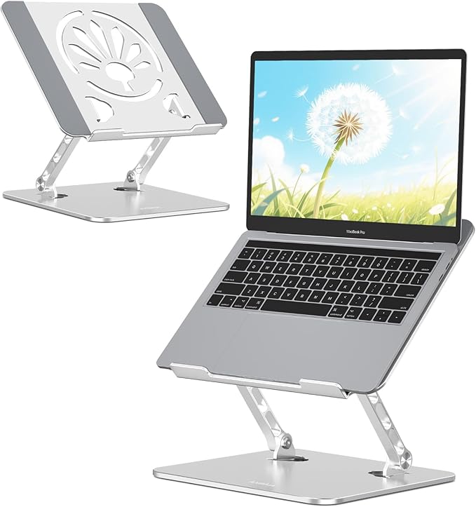 Aluminum Laptop Stand for Desk – Adjustable Ergonomic Laptop Riser, Foldable & Portable Holder Fit for MacBook & 10" - 16" Laptops for Office, Home & Travel,Silver | Stands - TrueDesk