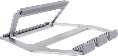 Amazon Basics Aluminum Portable Foldable Height Adjustable Support Stand for Laptops up to 13", Silver | Stands - TrueDesk
