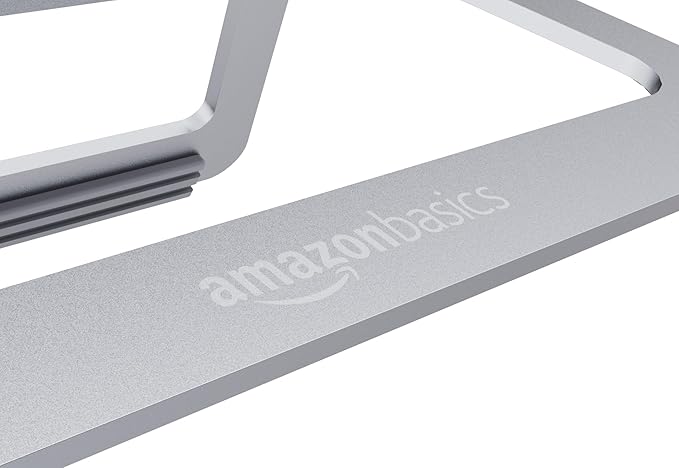 Amazon Basics Aluminum Portable Foldable Height Adjustable Support Stand for Laptops up to 13", Silver | Stands - TrueDesk