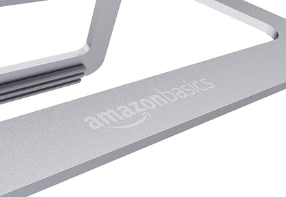 Amazon Basics Aluminum Portable Foldable Height Adjustable Support Stand for Laptops up to 13", Silver | Stands - TrueDesk